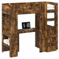 vidaXL Rám poschodovej postele so stolom Dymová dub 75 x 190 cm