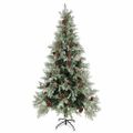 vidaXL Osvetlený vianočný stromček so šiškami, zelený 225 cm, PVC a PE