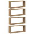 vidaXL Nástenné poličky v tvare kocky 4 ks 60x15x23cm kompozitné drevo