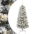 vidaXL Umelý Sklápací Vianočný Stromček 150 LED Zelená a biela 150 cm