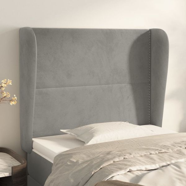 vidaXL Čelo postele so záhybmi bledosivé 83x23x118/128 cm zamat