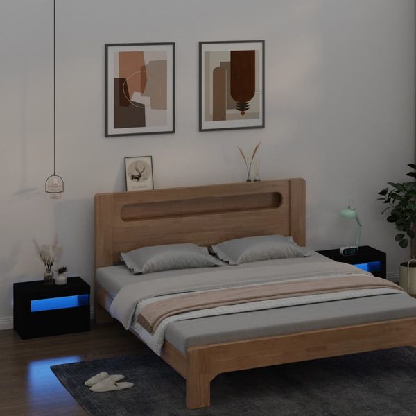 vidaXL Nočné stolíky 2 ks s LED, čierne 60x35x40 cm