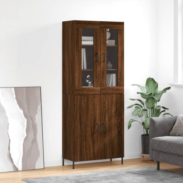 vidaXL Vysoká skrinka hnedý dub 69,5x34x180 cm spracované drevo