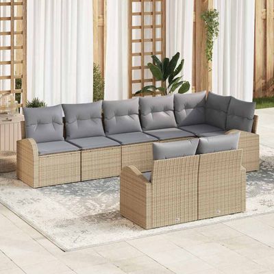 vidaXL Súprava záhradných pohoviek 8 pcs polyratan