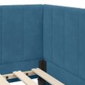 vidaXL Rohový rám postele s čelnou doskou Modrá 90 cm x 190 cm Zamat