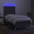 vidaXL Posteľ boxsping s matracom a LED tmavosivá 80x200 cm látka