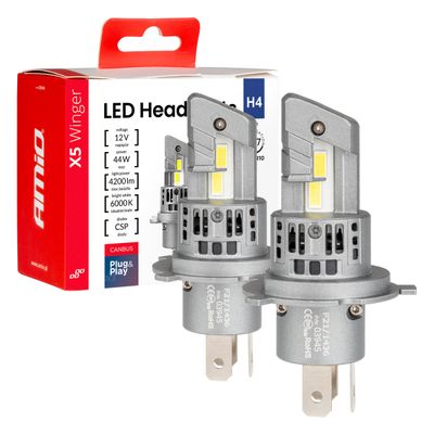 LED žiarovky X5-series WINGER H4 6000K max 44W AMIO-03945