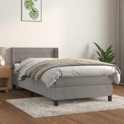 vidaXL Posteľný rám boxsping s matracom bledosivý 100x200 cm zamat