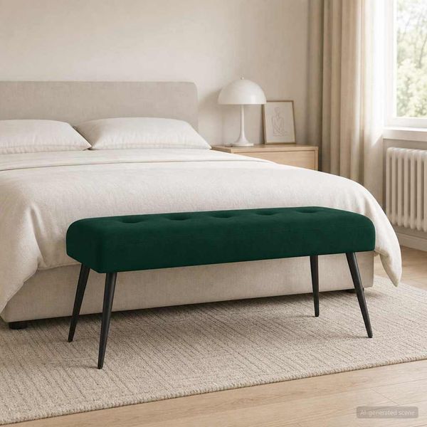 vidaXL Lavica s gombíkovým prešívaním Tmavozelená 110 x 40 x 46 cm