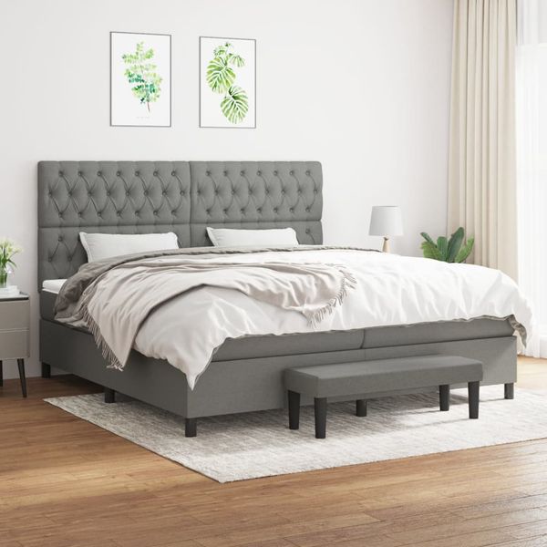 vidaXL Boxspring posteľ s matracom tmavosivá 200x200 cm látka