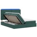 vidaXL LED úložná posteľ s matracom Tmavozelená 200 x 200 cm Zamat