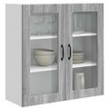 vidaXL Nástenný sklenený kabinet PORTO Sivý Sonoma 80 x 31 x 80 cm