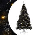 vidaXL Umelý predsvietený vianočný stromček Čierna 210 cm PVC