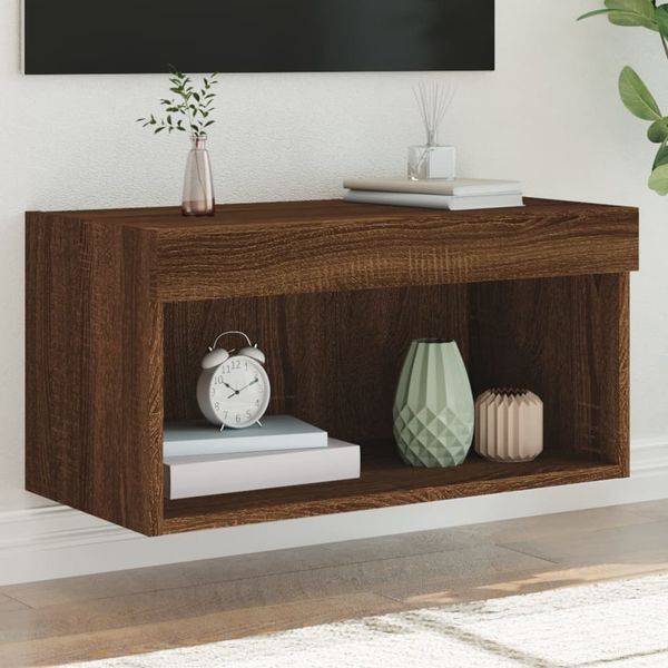 vidaXL TV skrinka s LED svetlami hnedý dub 60x30x30 cm