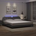 vidaXL Rám postele s LED bez matraca Zadar sivý 200x200 cm