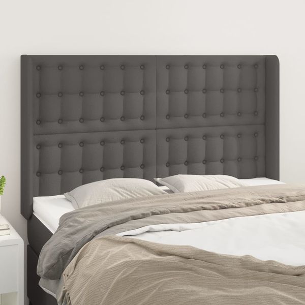 vidaXL Čelo postele so záhybmi sivé 147x16x118/128 cm umelá koža