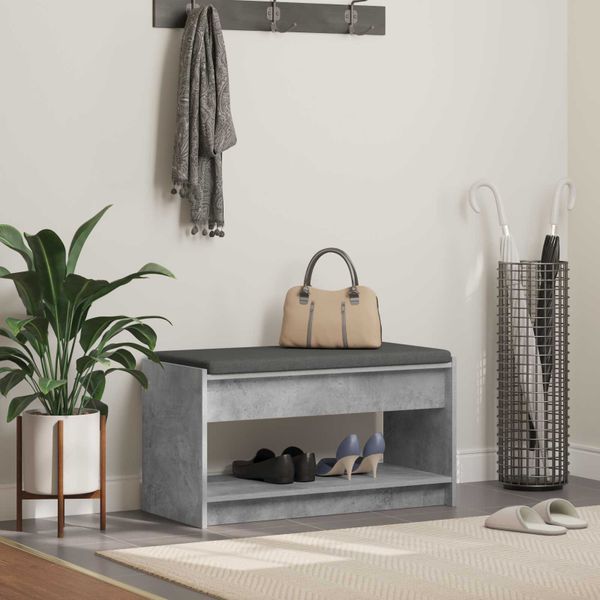 vidaXL Predsieňová lavica s vankúšom Betónovo Sivá 83 x 38 x 45 cm