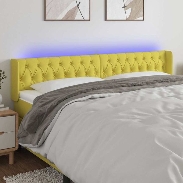 vidaXL Čelo postele s LED zelené 183x16x78/88 cm látka