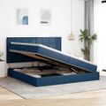 vidaXL Postel s úložným prostorem a matrací Modrá 200 x 200 cm látka