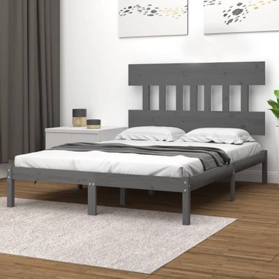 vidaXL Posteľný rám, sivý, drevený masív 180x200 cm, Super King