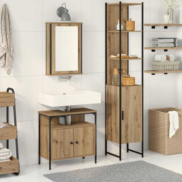 vidaXL Sada kúpeľňového nábytku 3 pcs Remeselný dub Kompozitné drevo