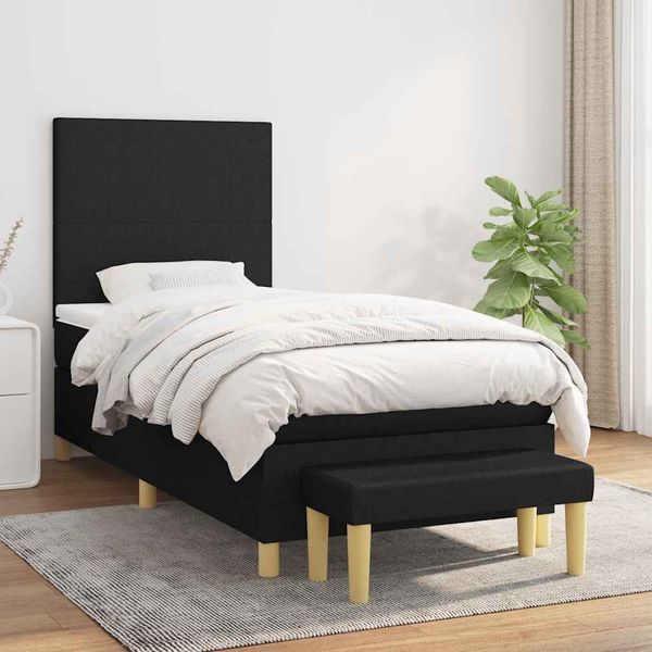 vidaXL Boxspring posteľ s matracom čierna 100x200 cm látka