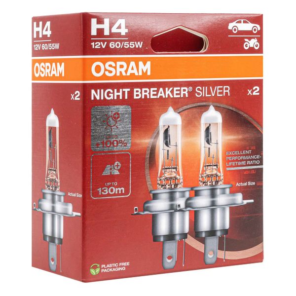 Halogénová žiarovka Osram H4 12V NIGHT BREAKER SILVER +100%) /2 ks