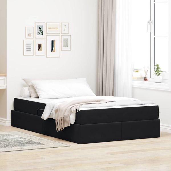 vidaXL Postel s úložným prostorem a matrací Čierna 120 x 190 cm Zamat