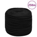 vidaXL Pracovné lano čierne 6 mm 250 m polyester