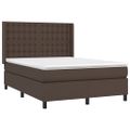 vidaXL Boxspring posteľ s matracom hnedá 140x190 cm umelá koža