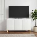 vidaXL TV skrinka 99 x 34,5 x 50 cm Biela s vysokým leskom