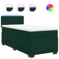 vidaXL Posteľný rám boxsping s matracom tmavozelený 90x200 cm zamat