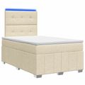 vidaXL LED boxspring posteľ s matracom Krémová 120 x 200 cm Látka