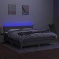vidaXL Posteľ boxsping s matracom a LED bledosivá 180x200 cm látka