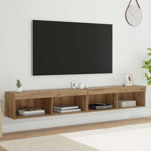 vidaXL Zostava TV skriniek s LED 2 pcs Remeselný dub 100 x 30 x 30 cm