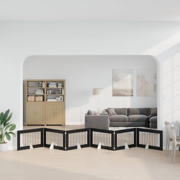 vidaXL Skladacia psia brána so stojanmi 6 ks Čierny dub 602 cm