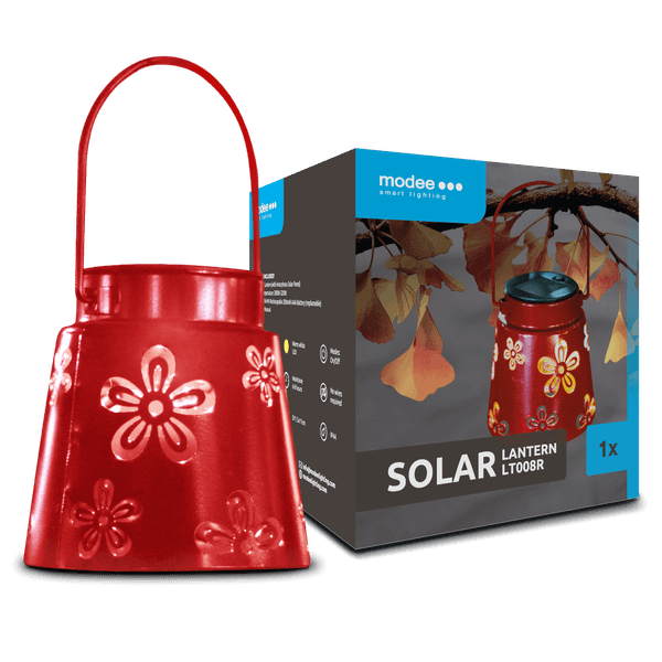 Modee záhradná solárna LED lampa-lampáš LT008R 11 cm, červená (ML-LT008R)