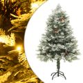 vidaXL Osvetlený vianočný stromček so šiškami, zelený 150 cm, PVC a PE