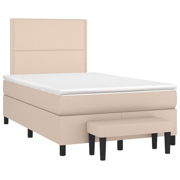 vidaXL Boxspring posteľ+matrac, kapučínová 120x190cm, umelá koža