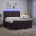 vidaXL LED boxspring posteľ s matracom Tmavohnedá 140 x 190 cm Látka