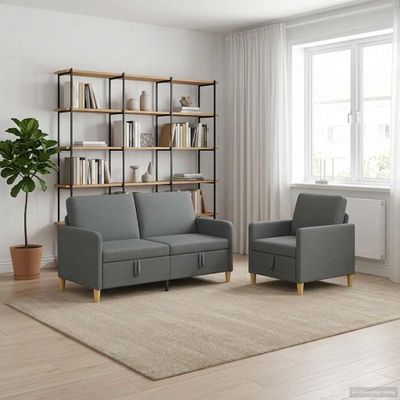 vidaXL Súprava pohovky s úložným priestorom 2 ks Tmavosivá Polyester