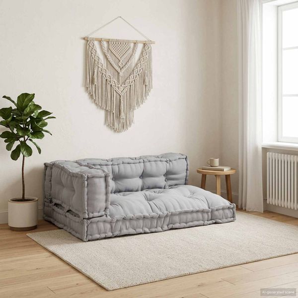 vidaXL Vankúš na paletový gauč 3 pcs Sivá 120 x 80 x 38 cm Látka