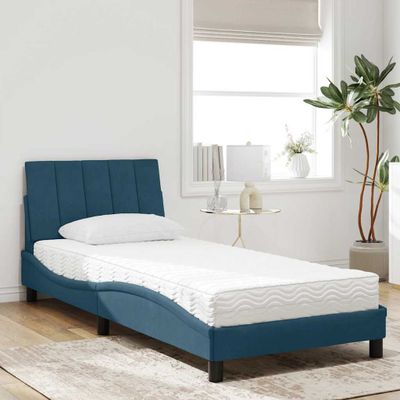 vidaXL Posteľ s matracom Hanko modrý 90x190 cm zamat