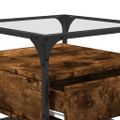 vidaXL Konferenčný stolík sklenená doska dymový dub 50x50x45 cm oceľ
