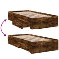 vidaXL Posteľný rám so zásuvkami dymový dub 75x190 cm kompozitné drevo
