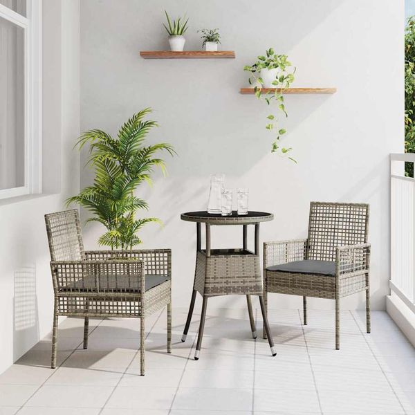 vidaXL Záhradný jedálenský set 3 pcs Sivá polyratan