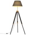 vidaXL Lampa na statíve čierna a zlatá 141 cm teakový masív