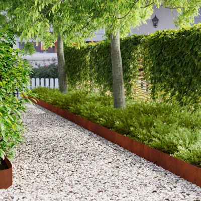 vidaXL Obrubník trávnika 10 ks 103 x 20 cm Oceľ Hrdzavý