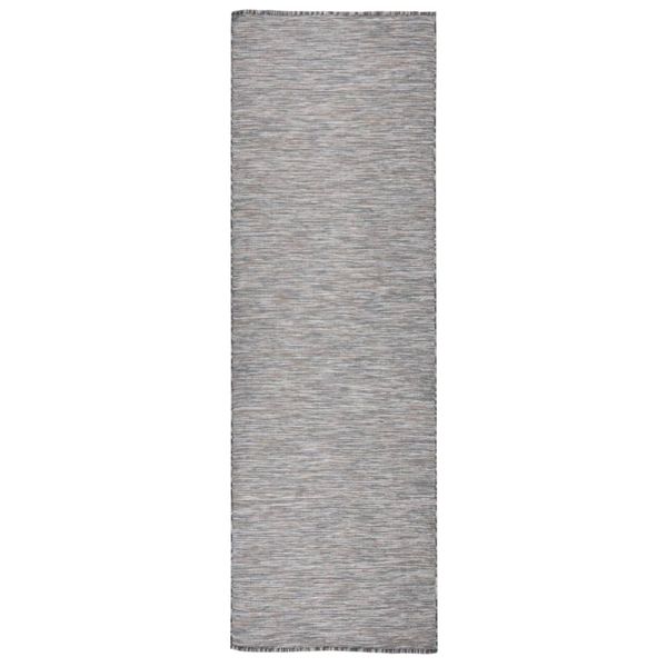 vidaXL Vonkajší koberec s plochým tkaním 80x250 cm hnedý a modrý