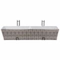 vidaXL Vyvýšené záhony na balkón 2 ks, 80 cm, sivé, polyratan